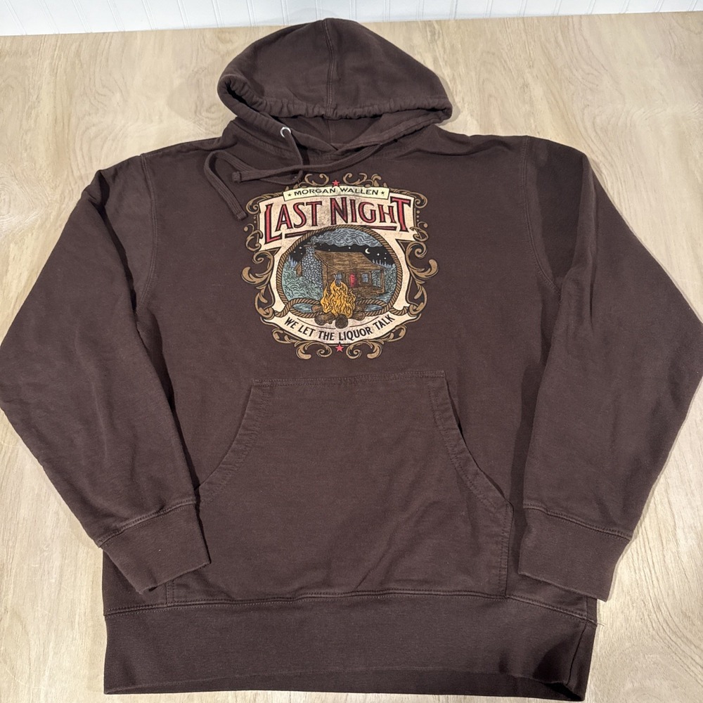 Morgan Wallen Tour Brown XL Sweatshirt "Last‎ Night We Let The Liquor Talk"